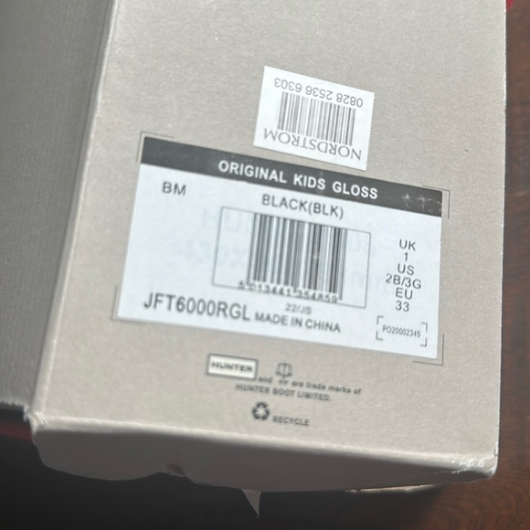 Hunter Original Gloss Tall Black Rain Boots Big Kids UK 1 US 2B/3G EU 33 - Picture 10 of 10